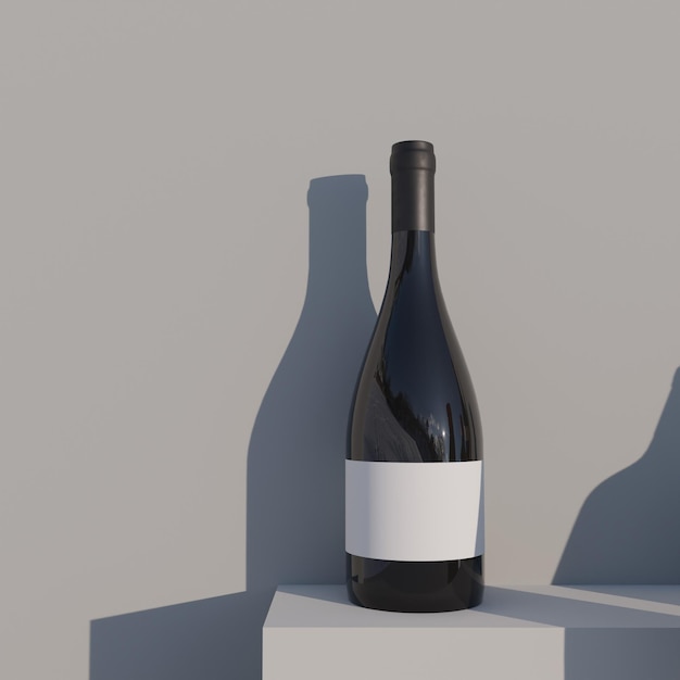 Red wine bottle render