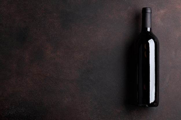red wine bottle. top view with space for your text
