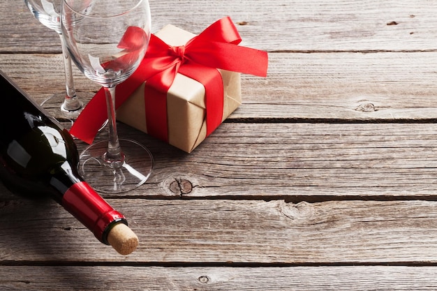 Red wine and gift box