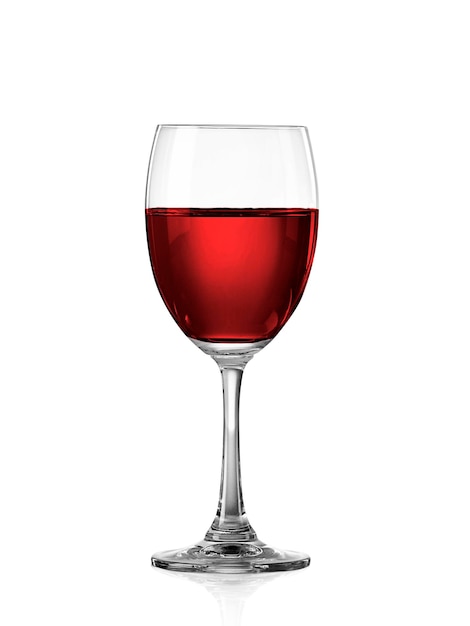 Red wine in a glass isolated on white background