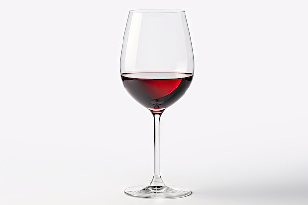 Red wine glass on white background