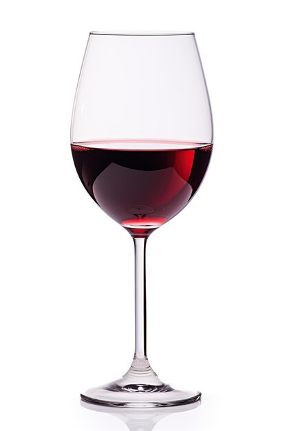 Red wine in a glass on white background