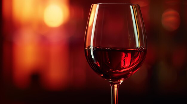 Red wine glass with warm backlit glow intimate and cozy ambiance application fine dining wine