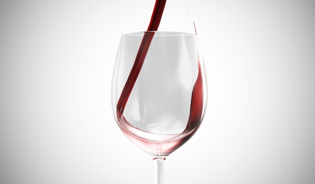 Red wine is poured into a glass on gradient