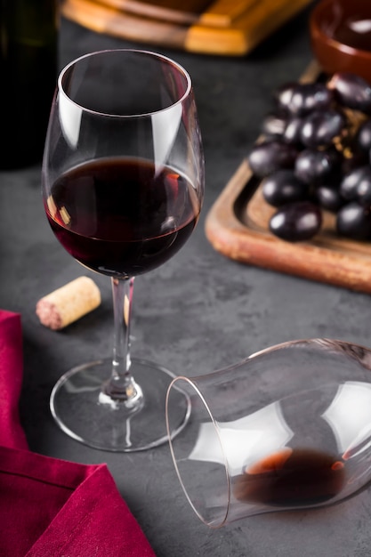 Red wine pouring in glass