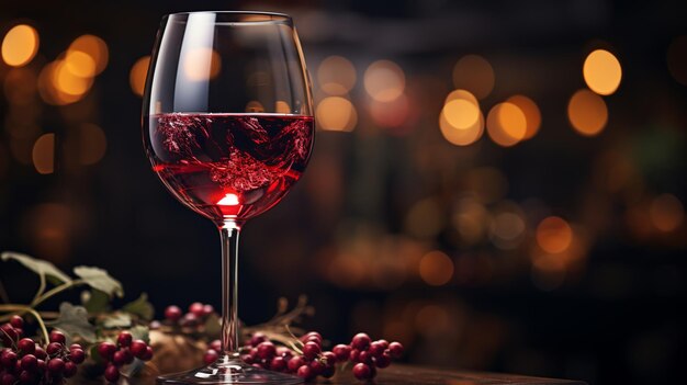 red wine pouring into glass on blurred background