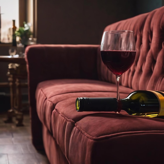 Premium AI Image Red wine spilled on a brown couch sofa