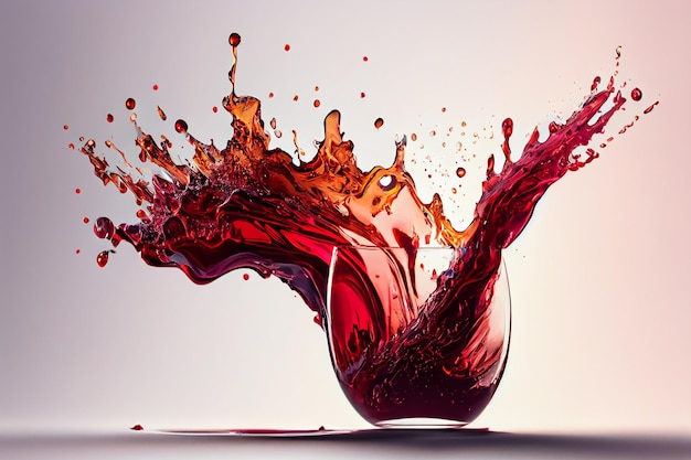 Photo red wine splash generative ai