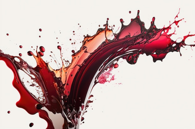 Red wine splash isolated on white background AI Generation