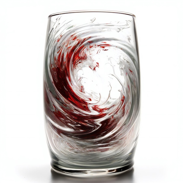 Red wine splashing in a glass isolated on a white background