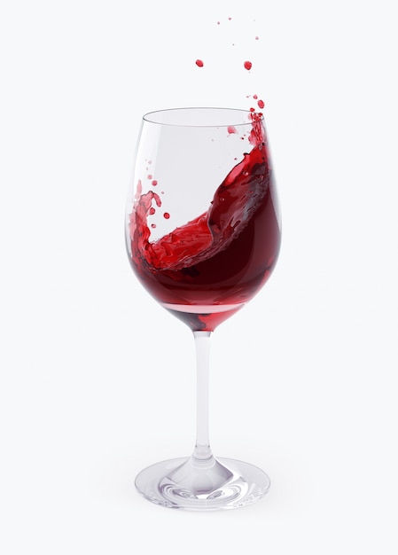 Photo red wine splashing in glasses isolated on white