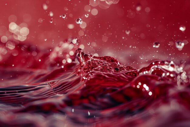 Red wine splashing with bubbles