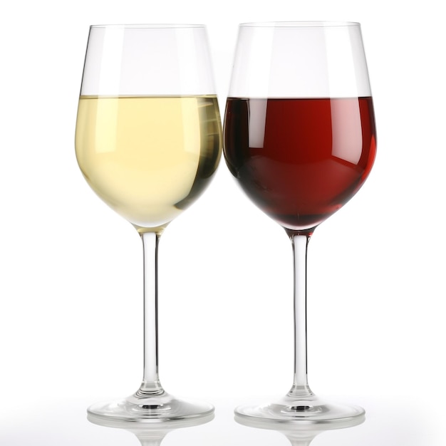 red wine and white wine in glass