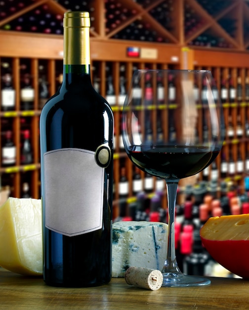 Vino rosso con formaggio