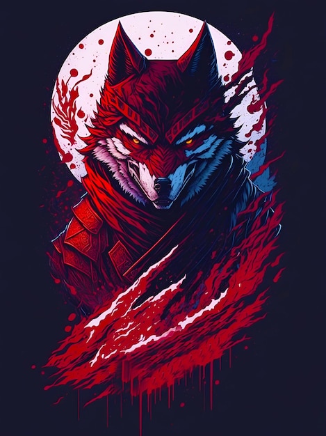 Красный волк с красным лицом и волк с красным лицом.