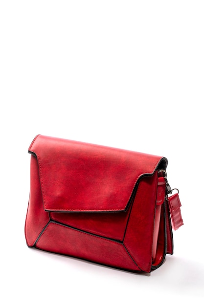 Red Women's handbag on white background