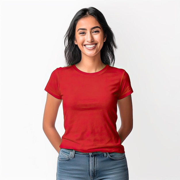 Red women's t - shirt with a red top