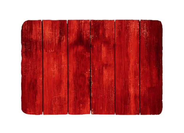 Red wood plank isolated on white background