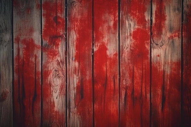 A red wood wall with a stain on it