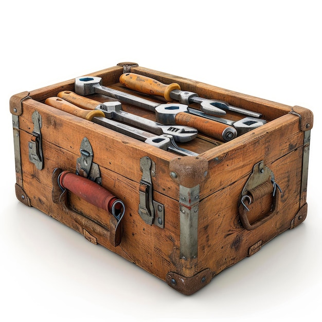 Red Wooden Box Full Tools 3D 3d illustration