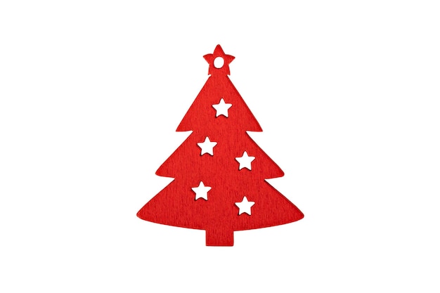 red wooden christmas tree isolated