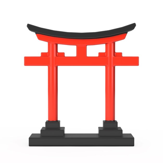 Red Wooden Japanese Traditional Torii Gate 3d Rendering