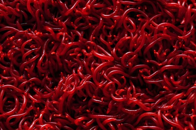 red worms fullframe background and seamless texture Neural network generated in May 2023