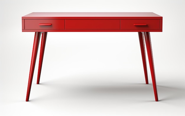 Red writing desk white background