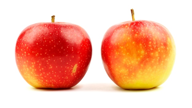 Red yellow apples isolated on white background