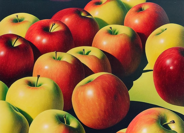 Red and yellow apples on the market