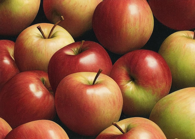 Red and yellow apples on the market