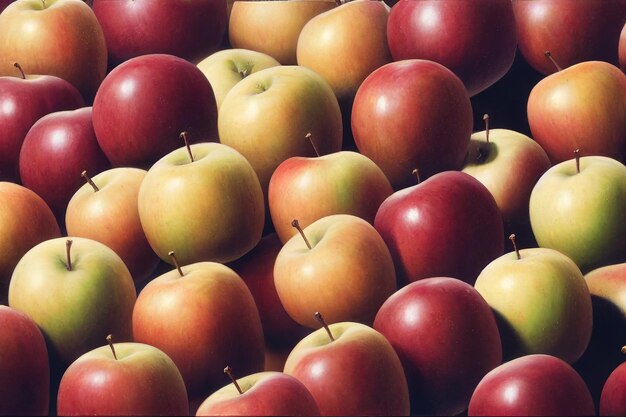 Red and yellow apples on the market