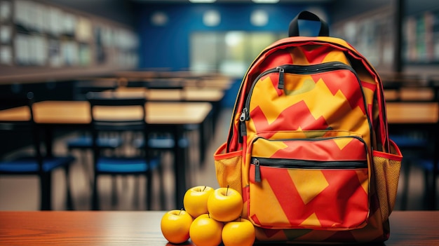 A red and yellow backpack