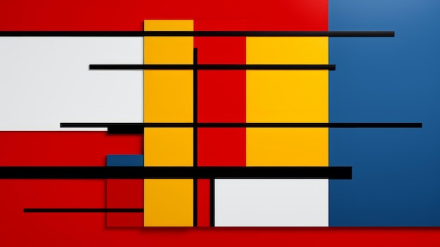 Foto il rosso e il giallo ispirano la pittura bauhaus con linee diagonali