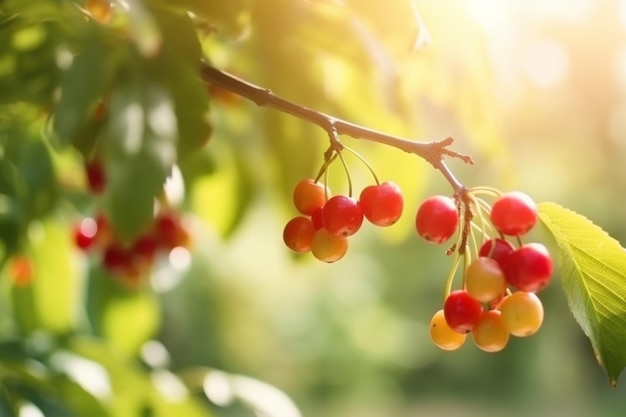 Red and yellow berries on a tree