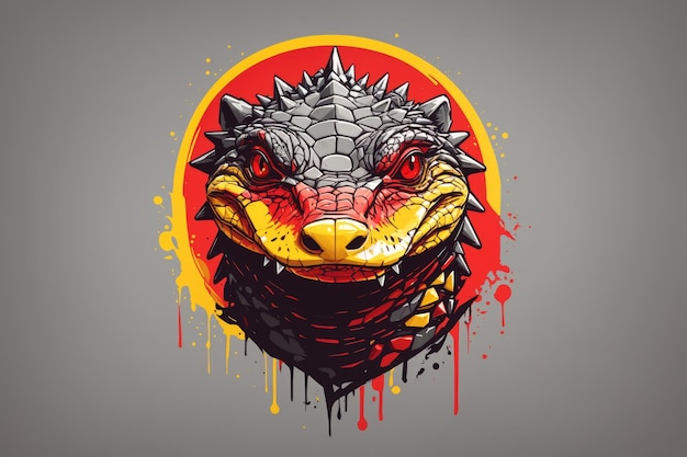 red yellow colorful logo minimalist logo illustration of alligator ai generative