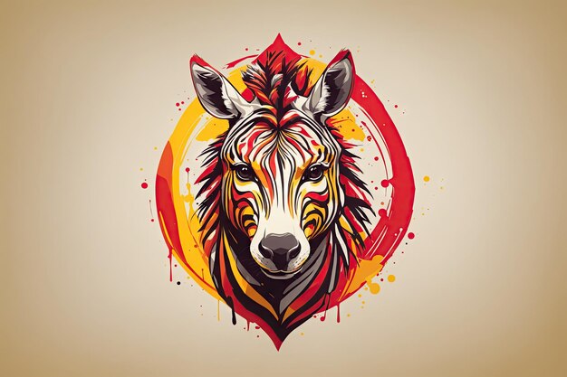 red yellow colorful logo minimalist logo illustration of zebra ai generative