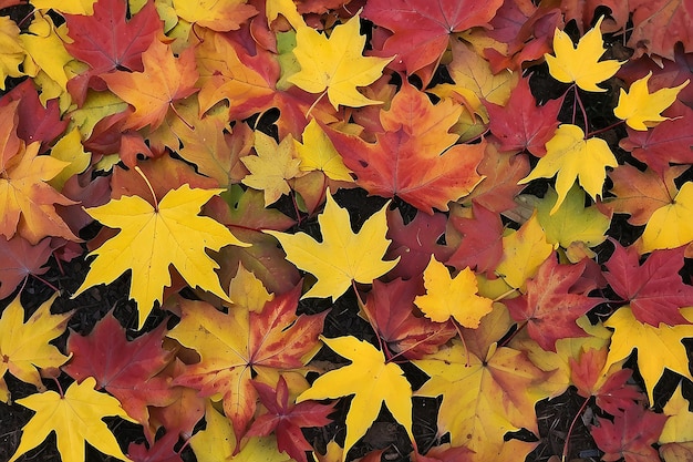 Red and yellow fall maple leaves