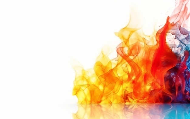 A red and yellow fire on a white background