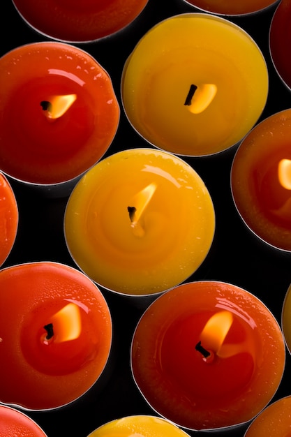 Red and yellow flaming candles background