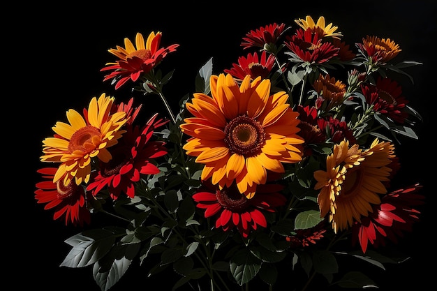 Red and yellow flowers