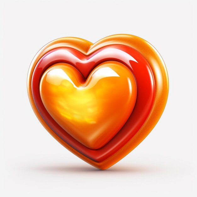 A red and yellow heart with the word love on it