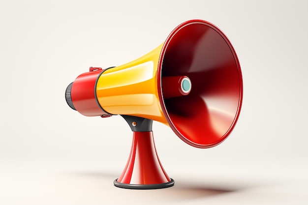 a red and yellow megaphone with a white background