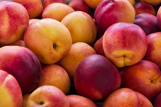 Red yellow nectarine abundance harvest background