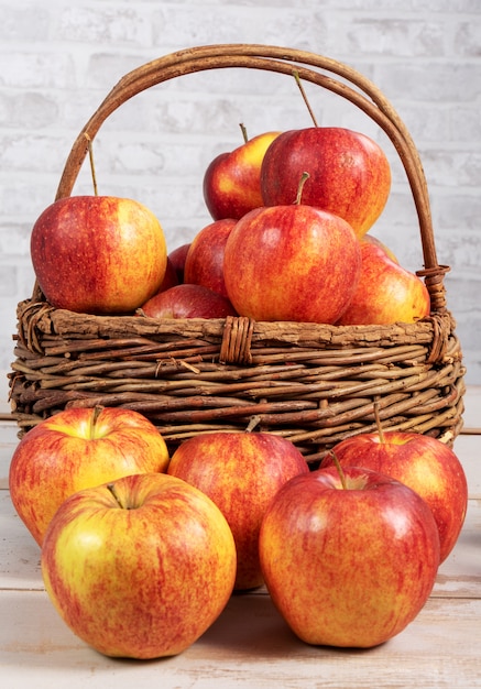 Red and yellow organic apples from Normandy