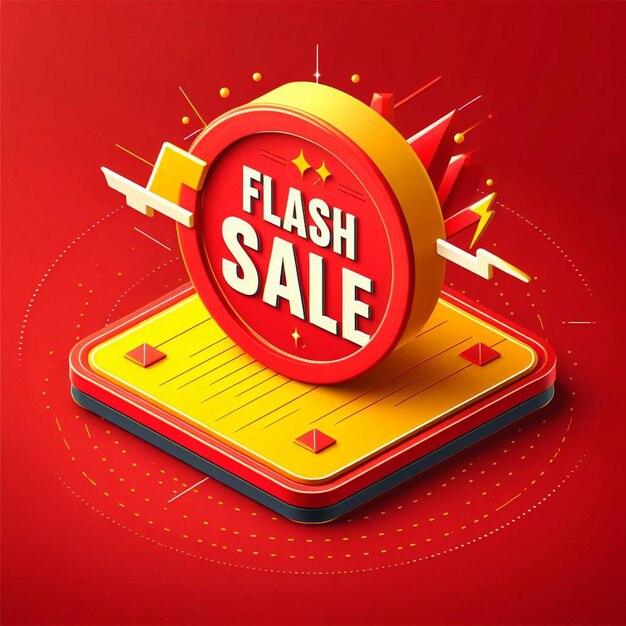 Photo a red and yellow sign that says flash sale