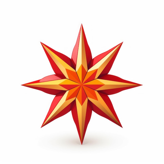 a red and yellow star on a white background