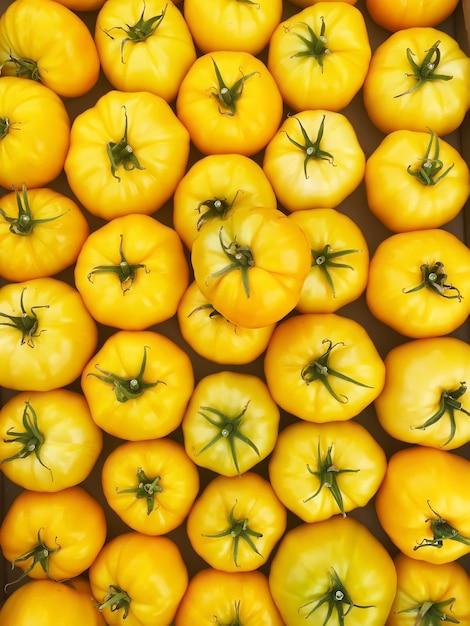 Red and yellow tomatoes in boxes at the farmers market.selective focus.nature