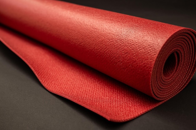 Red yoga and fitness mat