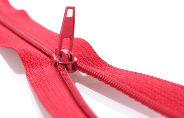 Red zipper closeup